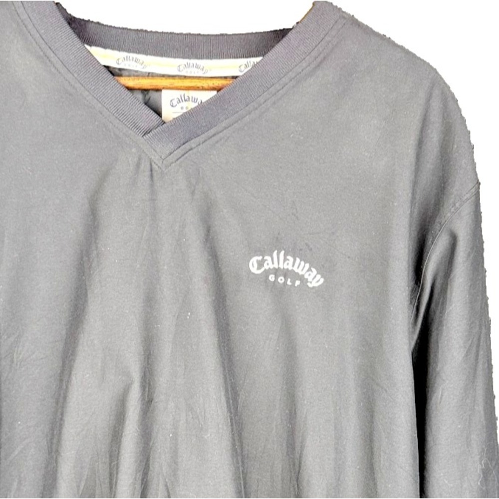 Callaway Golf Outerwear V Neck Windbreaker Pullover Microfiber Black Mens Size M
